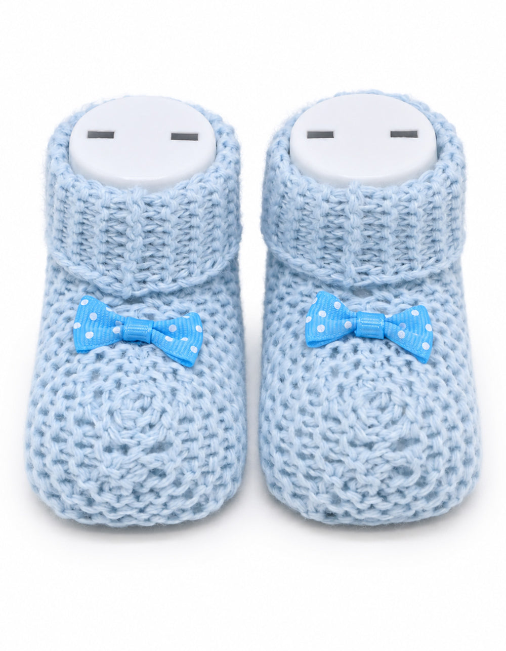 Baby Boy Soft Knit Booties with Bow Blue at Zubaidas