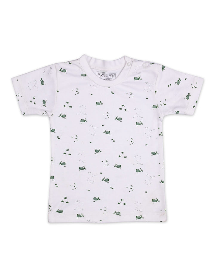 Baby Boy Summer 2 Piece Suit Set Bambies Marine Print White at Zubaidas Official Pakistan