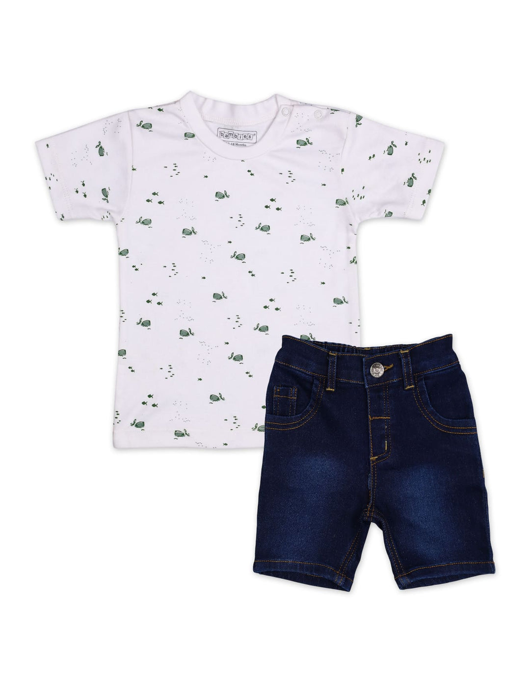 Baby Boy Summer 2 Piece Suit Set Bambies Marine Print White at Zubaidas
