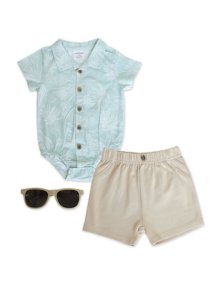 Baby Boy Summer 3 Pcs Suit Set Tropical Print at Zubaidas