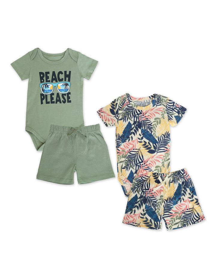 Baby Boy Summer 4 Pcs Bodysuit Set Beach Themed at Zubaidas