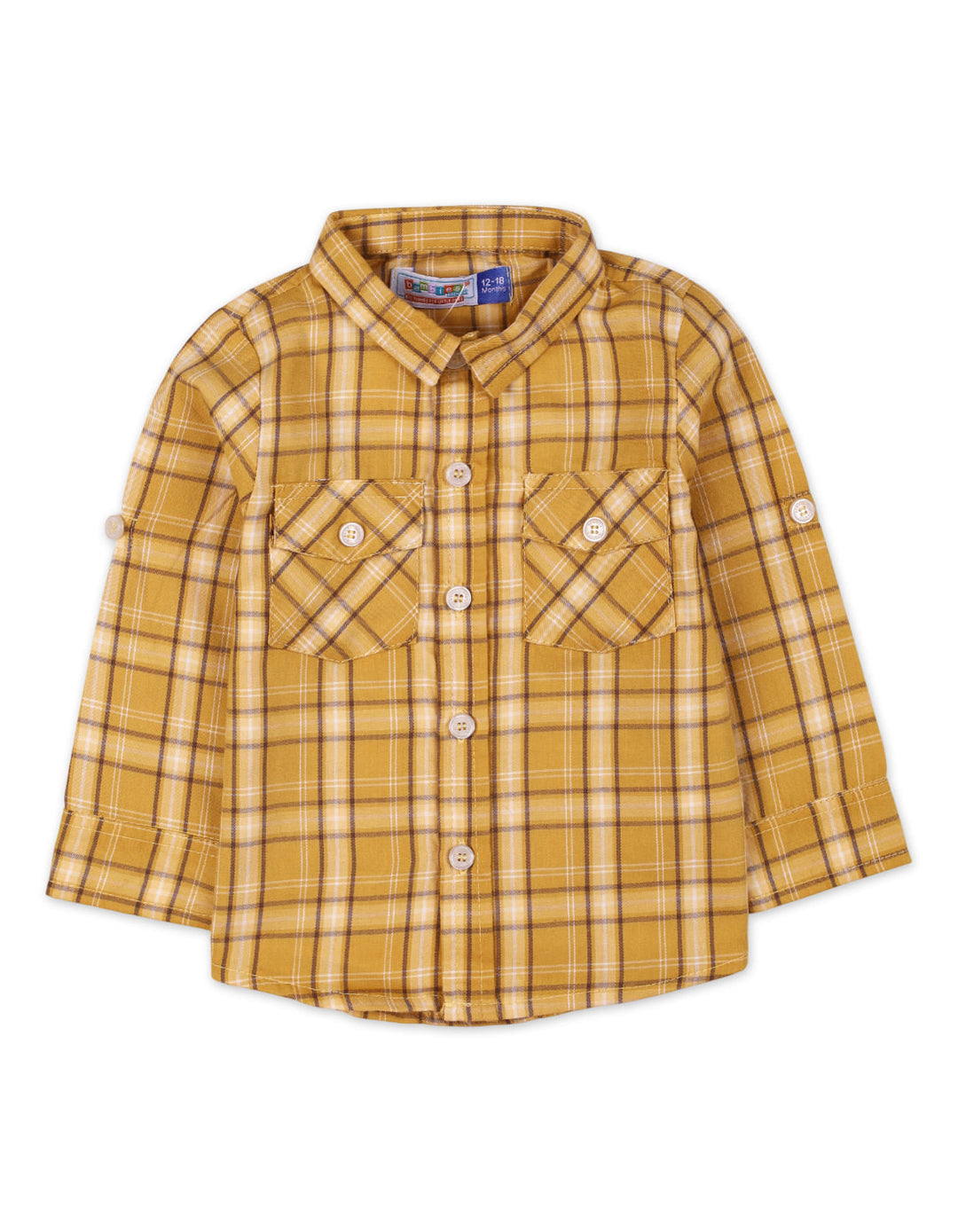 Baby Boy Summer Checkered Shirt Bambies Mustard at Zubaidas