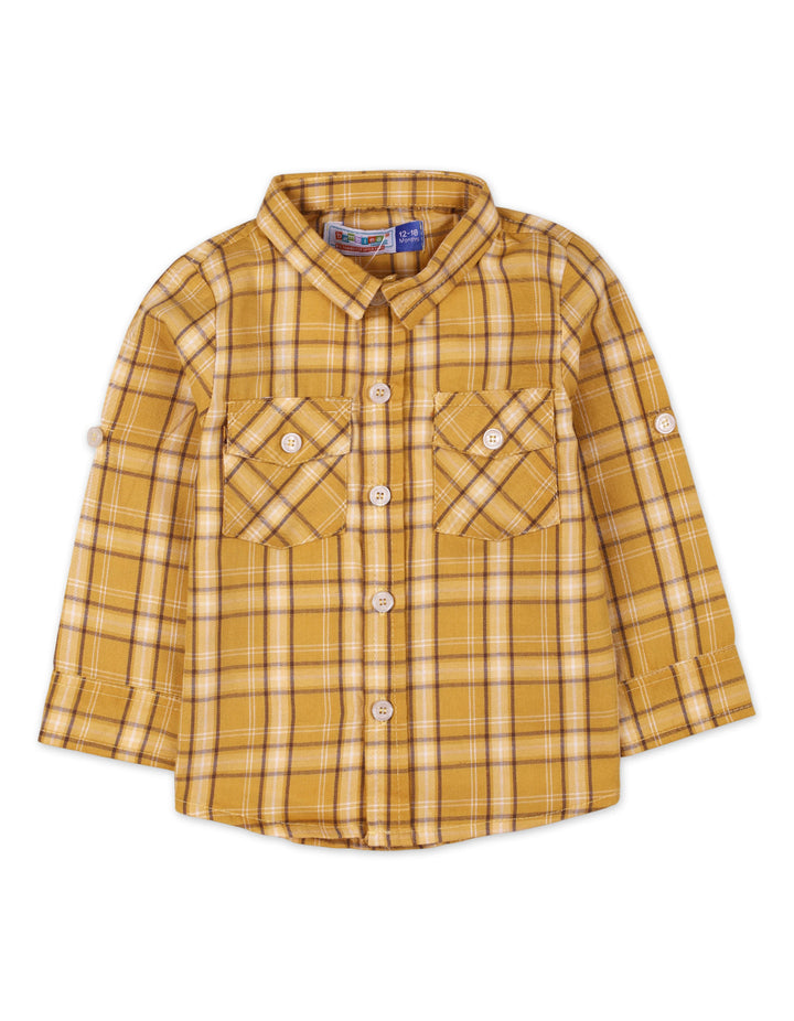 Baby Boy Summer Checkered Shirt Bambies Mustard at Zubaidas