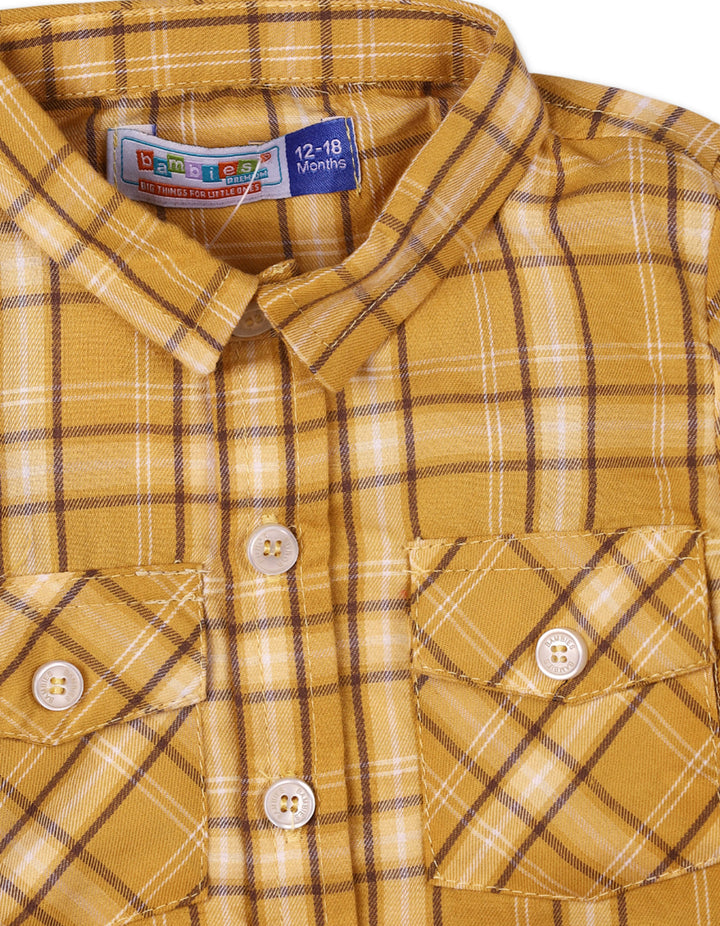 Baby Boy Summer Checkered Shirt Bambies Mustard at Zubaidas Official Pakistan
