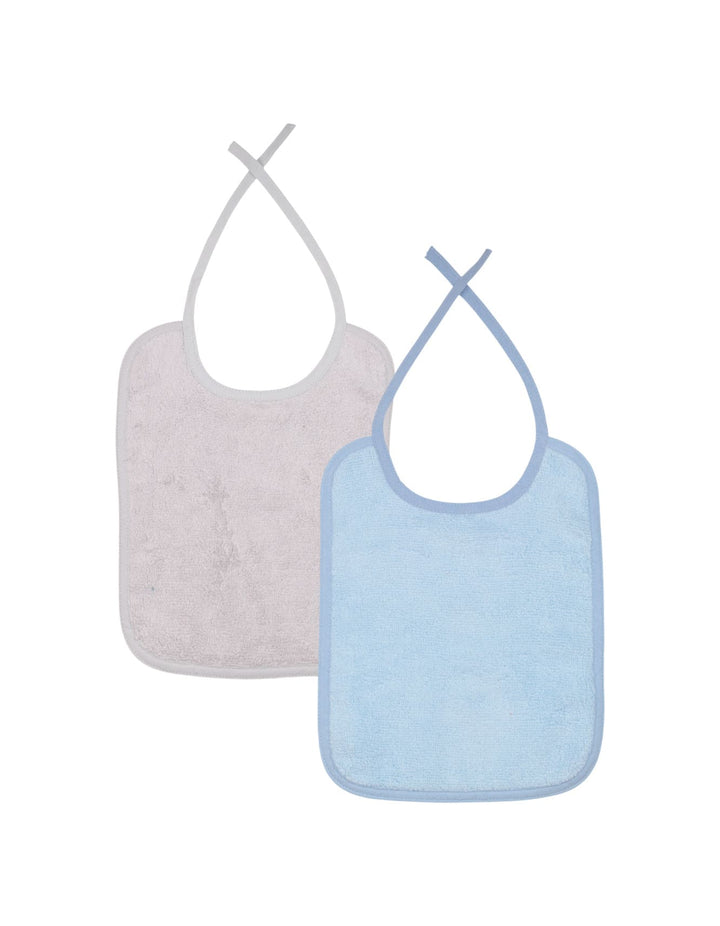 Baby Boy Towel Bibs Pack of 2 Blue and Grey at Zubaidas