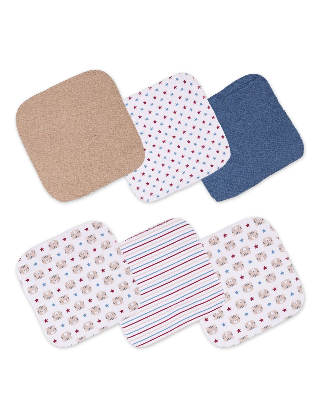 Baby Boy Wash cloths Pack of 12  Tiger Multicolor at Zubaidas