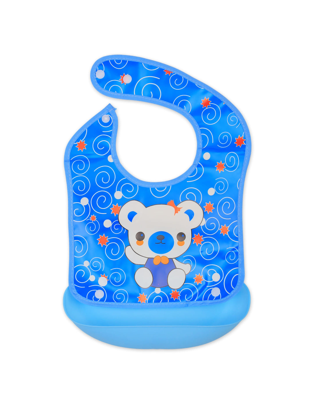 Baby Boy Waterproof Bib with Detachable Crumb Catcher Blue at Zubaidas