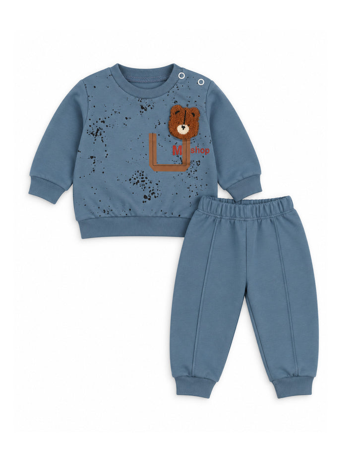 Baby Boy Winter 2 Pcs Suit Set Bear Blue at Zubaidas
