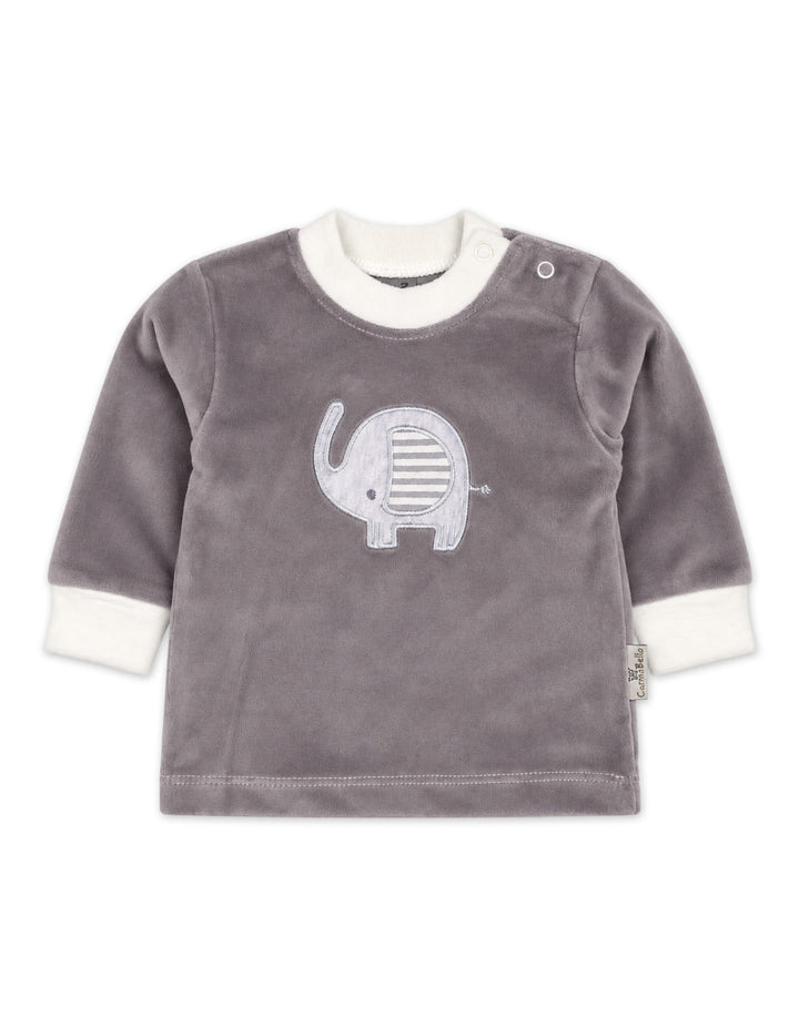 Baby Boy Winter 2 Pcs Suit Set Elephant Grey and White at Zubaidas Official Pakistan