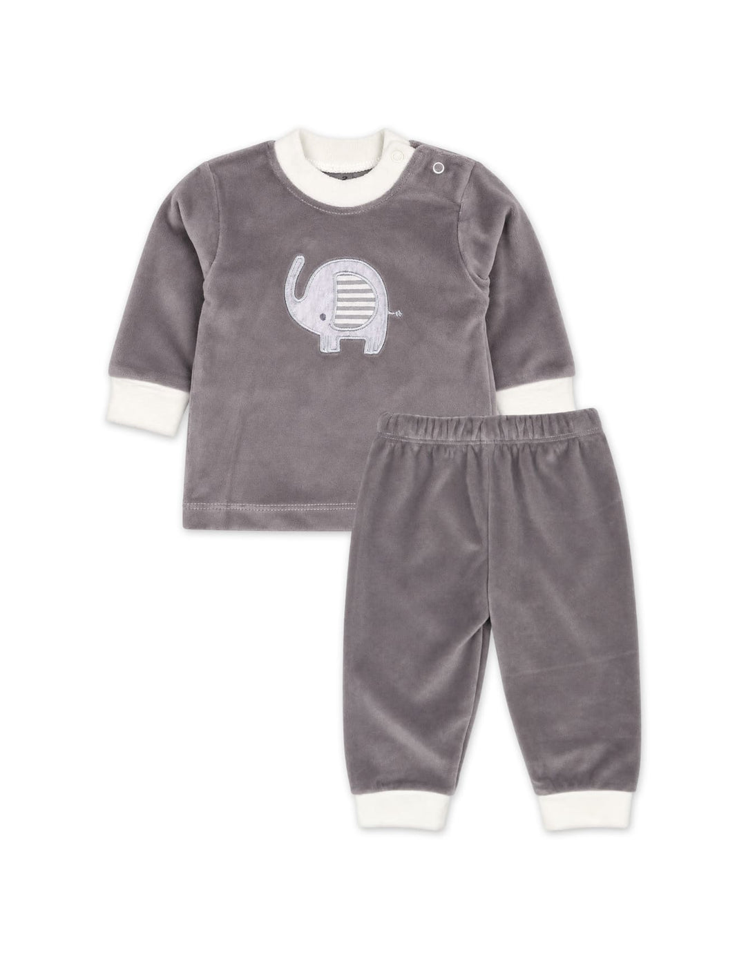 Baby Boy Winter 2 Pcs Suit Set Elephant Grey and White at Zubaidas