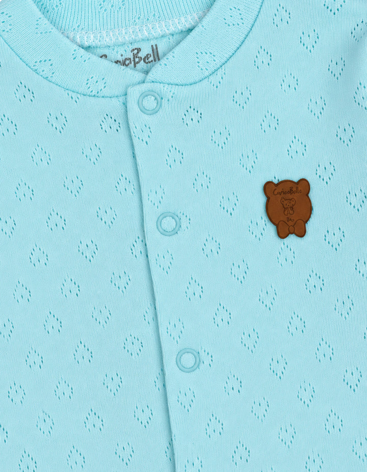 Baby Boy Winter Romper with Cap Bear Mint Blue at Zubaidas Official Pakistan