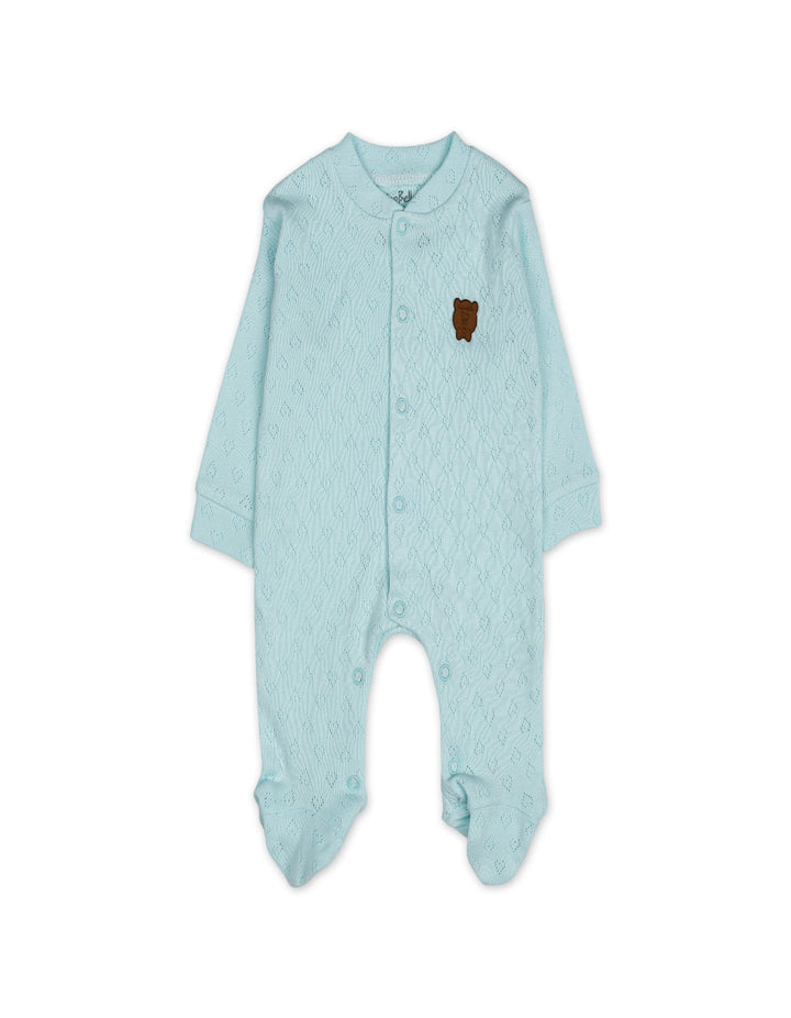 Baby Boy Winter Romper with Cap Bear Mint Blue at Zubaidas Official Pakistan