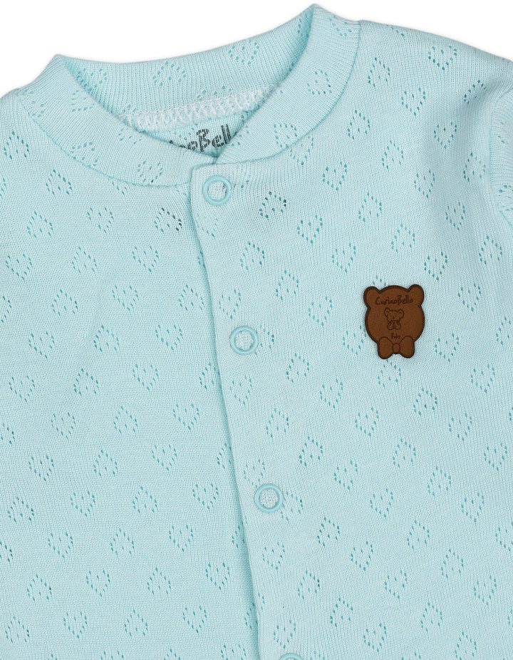 Baby Boy Winter Romper with Cap Bear Mint Blue at Zubaidas Online Pakistan