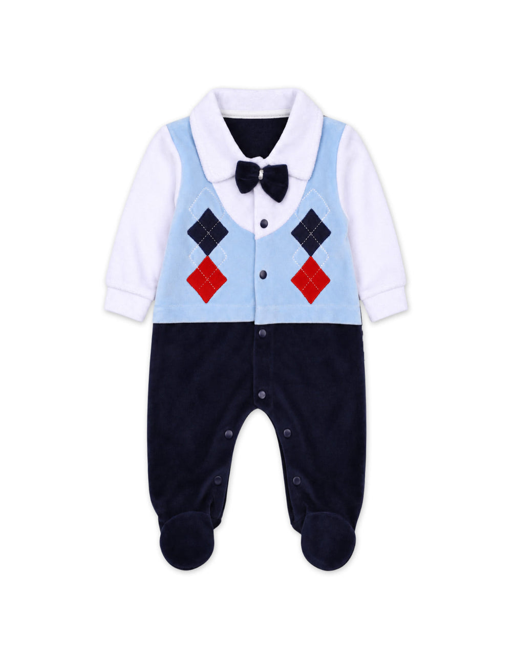 Baby Boy Winter Romper with Cap Blue and Navy Blue at Zubaidas Official Pakistan
