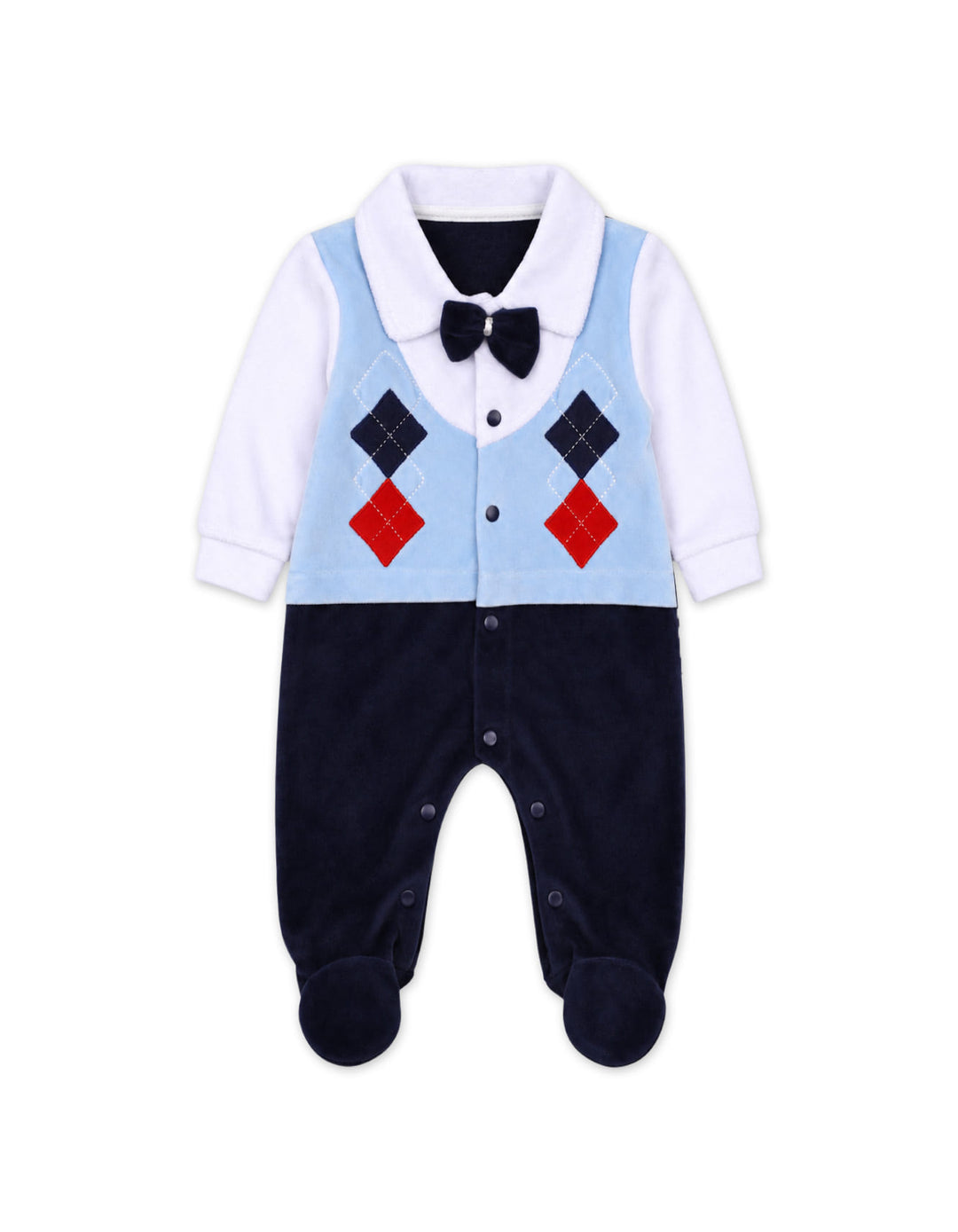 Baby Boy Winter Romper with Cap Blue and Navy Blue at Zubaidas Official Pakistan