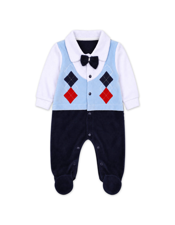 Baby Boy Winter Romper with Cap Blue and Navy Blue at Zubaidas Official Pakistan