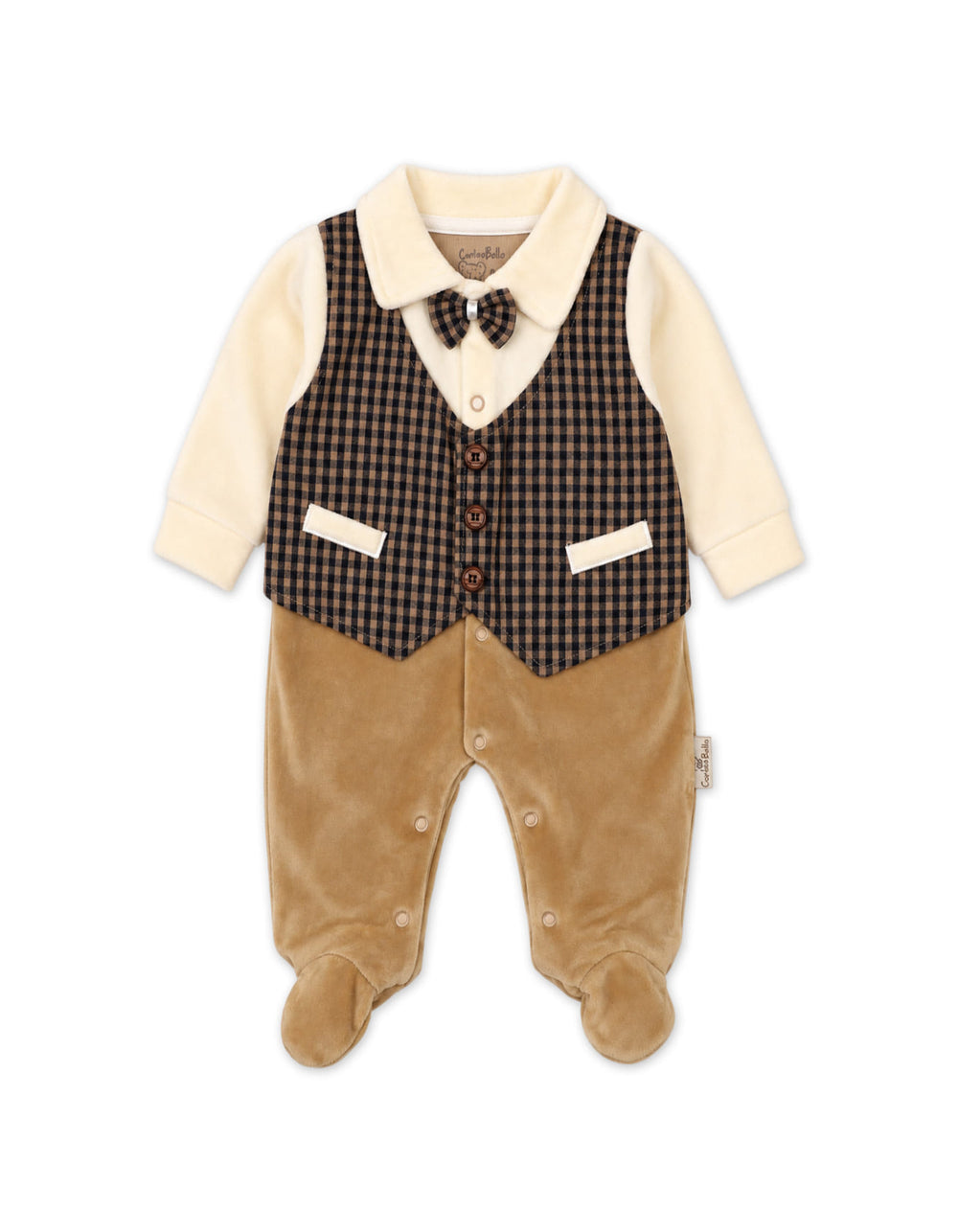 Baby Boy Winter Romper with Cap Brown and Cream at Zubaidas Official Pakistan