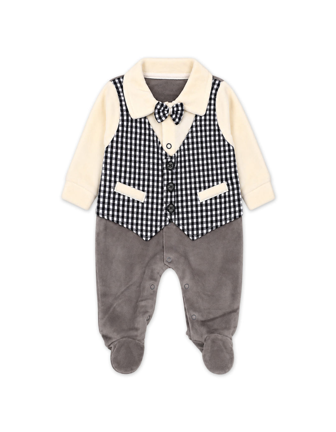 Baby Boy Winter Romper with Cap Grey and Cream at Zubaidas Official Pakistan