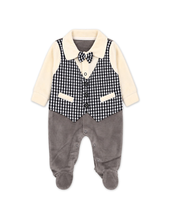 Baby Boy Winter Romper with Cap Grey and Cream at Zubaidas Official Pakistan