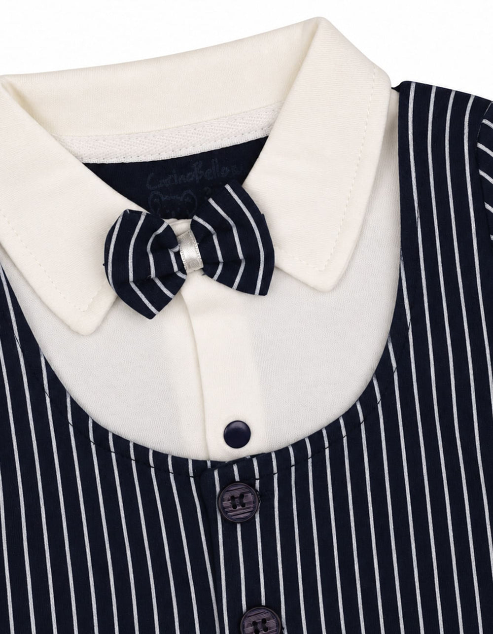 Baby Boy Winter Romper with Cap Pinstriped Navy and White at Zubaidas Official Pakistan