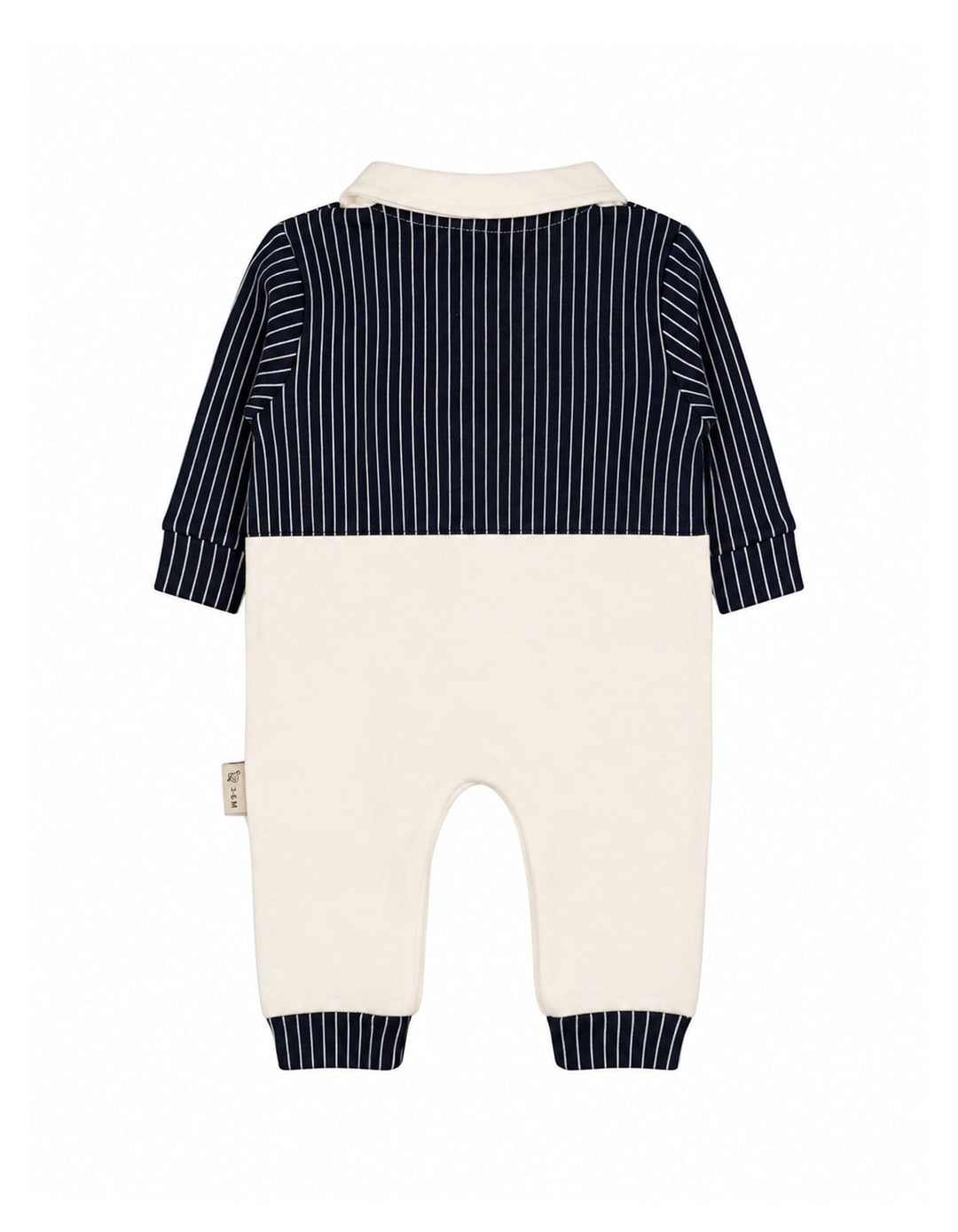Baby Boy Winter Romper with Cap Pinstriped Navy and White at Zubaidas Best Online Baby Kids and Moms Store in Pakistan