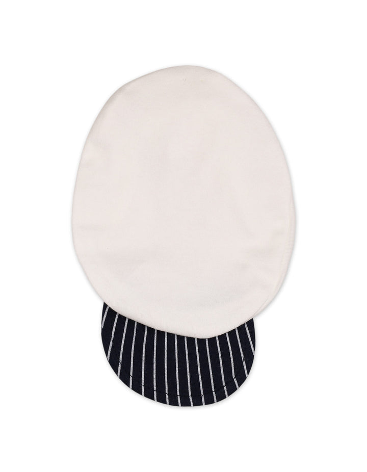 Baby Boy Winter Romper with Cap Pinstriped Navy and White at Zubaidas Best Online Baby and Kids Shop in Pakistan