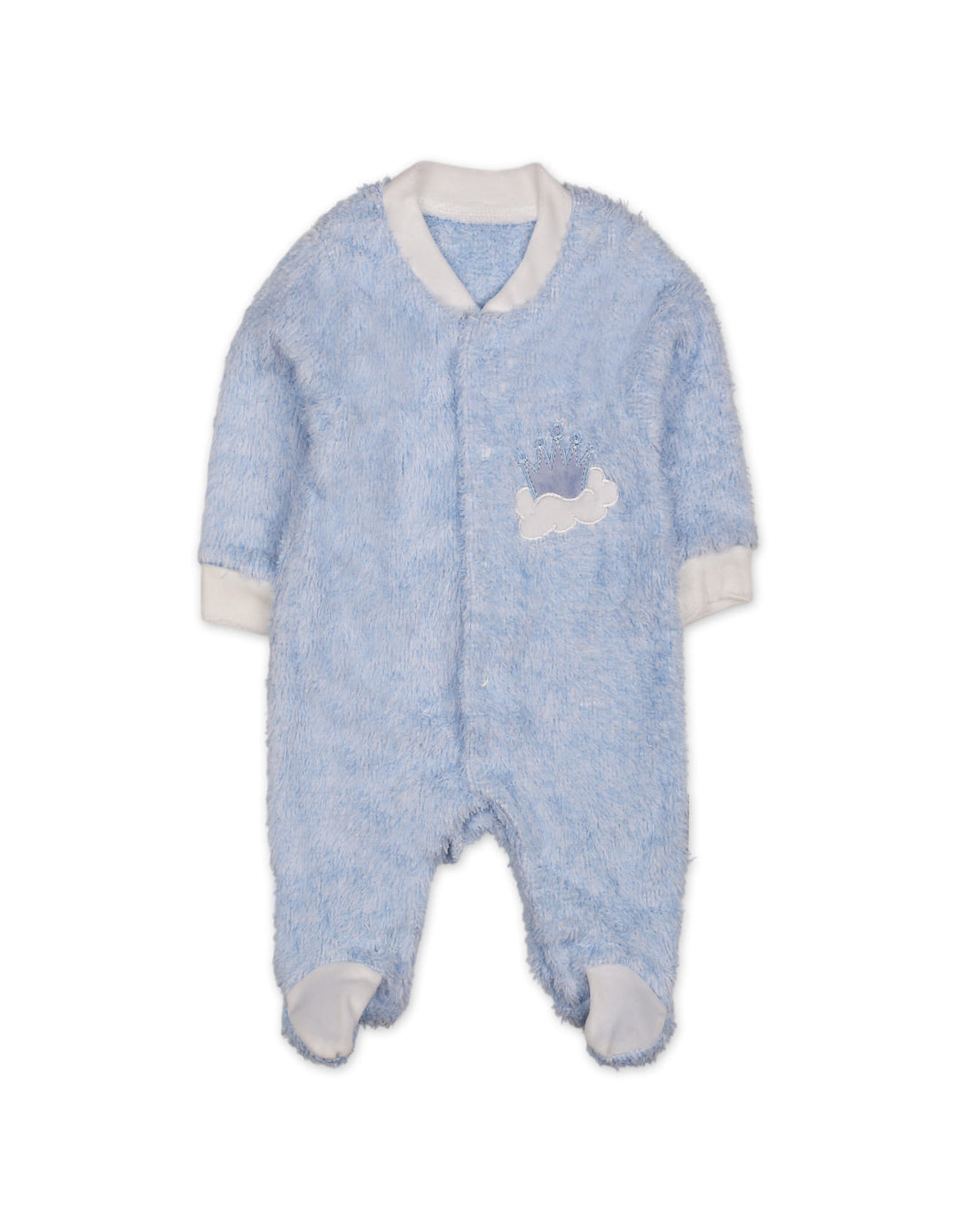 Baby Boy Winter Sleep Suit with Cap Crown and Cloud Blue at Zubaidas Online Pakistan