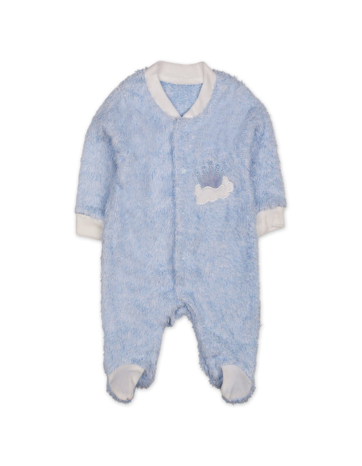 Baby Boy Winter Sleep Suit with Cap Crown and Cloud Blue at Zubaidas Online Pakistan