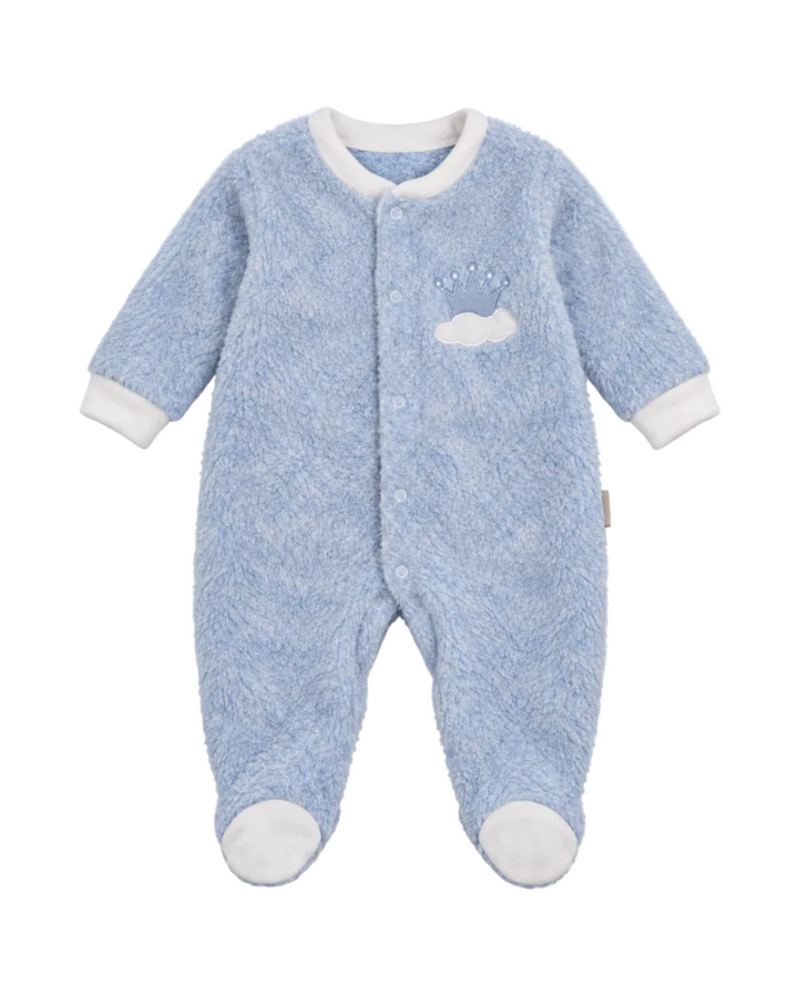 Baby Boy Winter Sleep Suit with Cap Crown and Cloud Blue at Zubaidas Official Pakistan