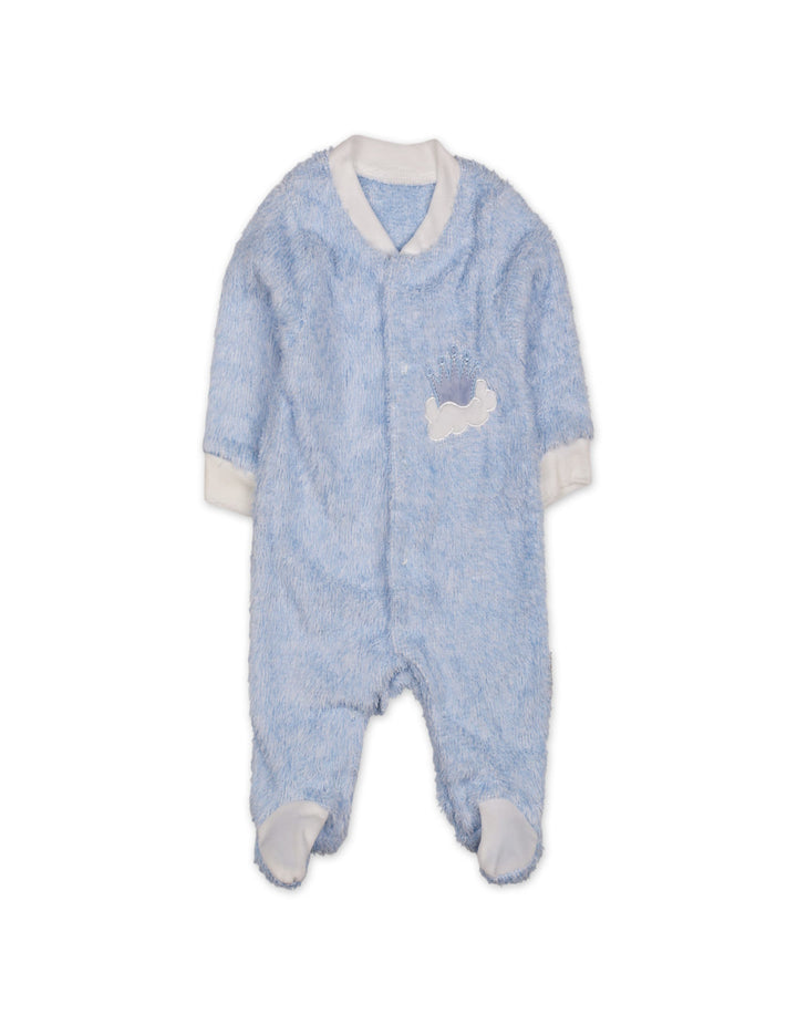 Baby Boy Winter Sleep Suit with Cap Crown and Cloud Blue at Zubaidas Official Pakistan
