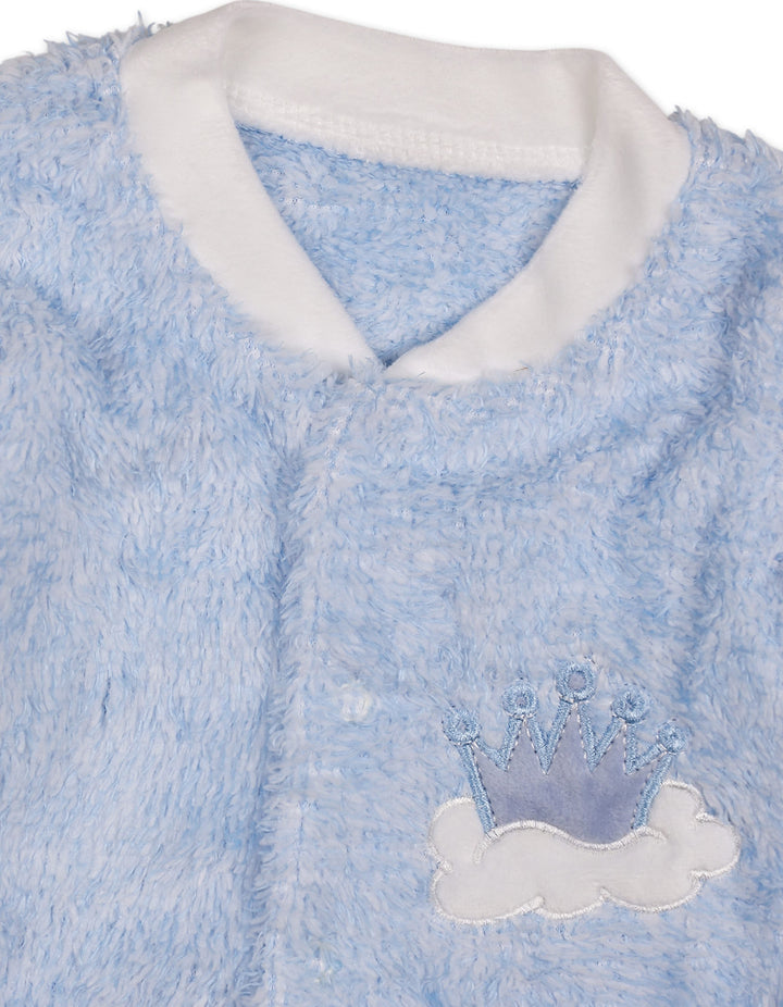 Baby Boy Winter Sleep Suit with Cap Crown and Cloud Blue at Zubaidas Online Pakistan