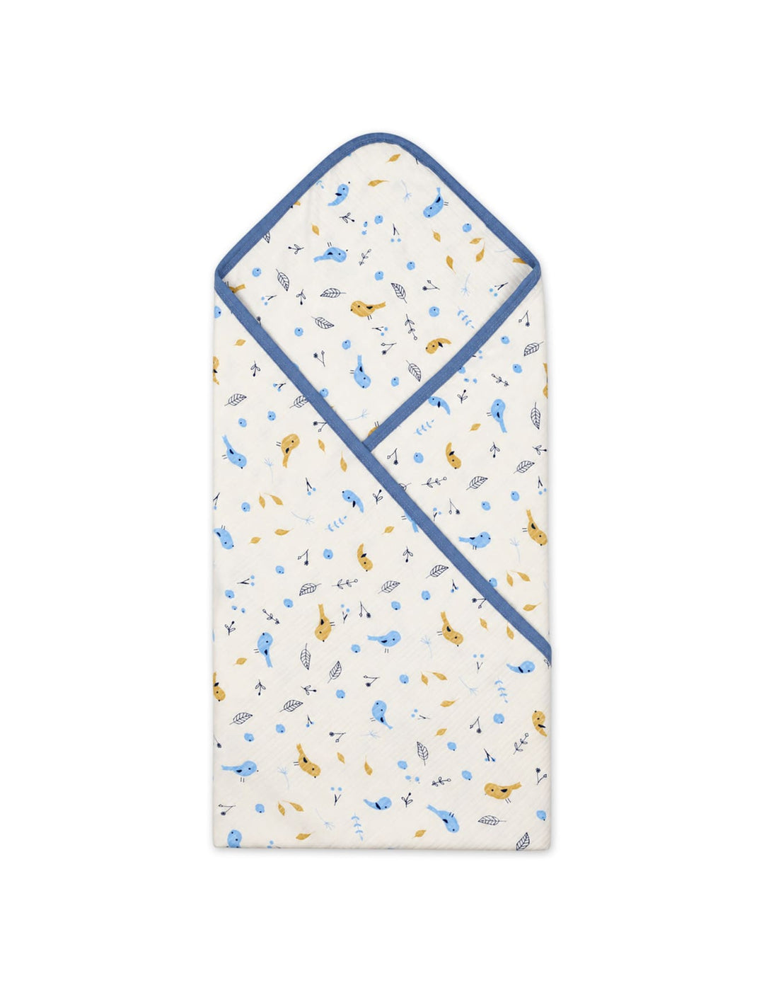 Baby Boy Wrapping Sheet Bird Off White and Blue at Zubaidas