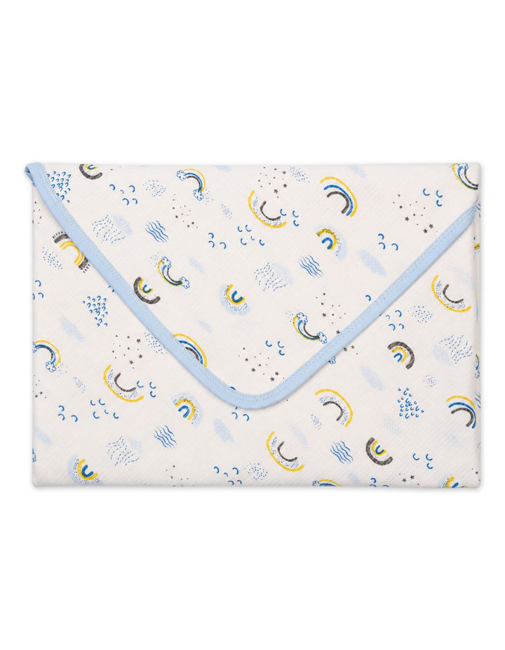 Baby Boy Wrapping Sheet Rainbow Off White and Blue at Zubaidas Best Online Baby and Kids Store in Pakistan