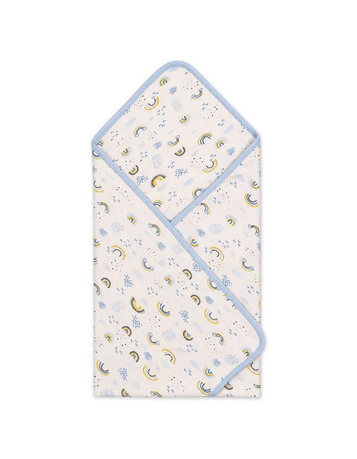 Baby Boy Wrapping Sheet Rainbow Off White and Blue at Zubaidas