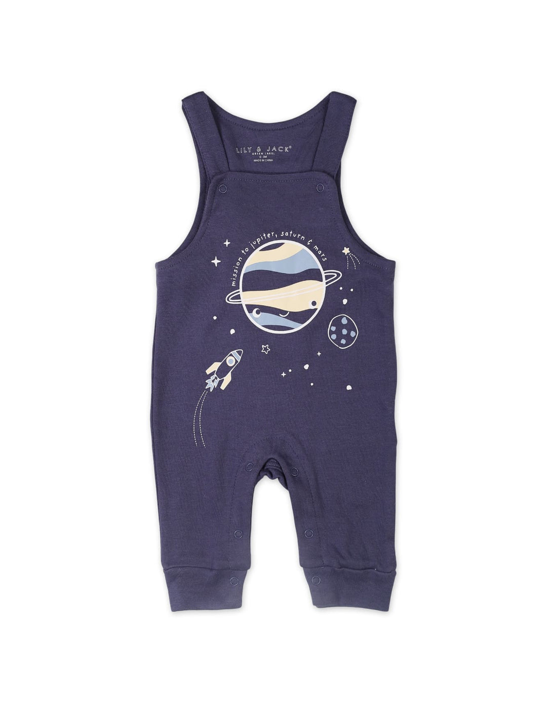 Baby Boys 2 Pieces Dungaree Winter Suit Sets Bambies Space Beige and Navy Blue at Zubaidas Official Pakistan