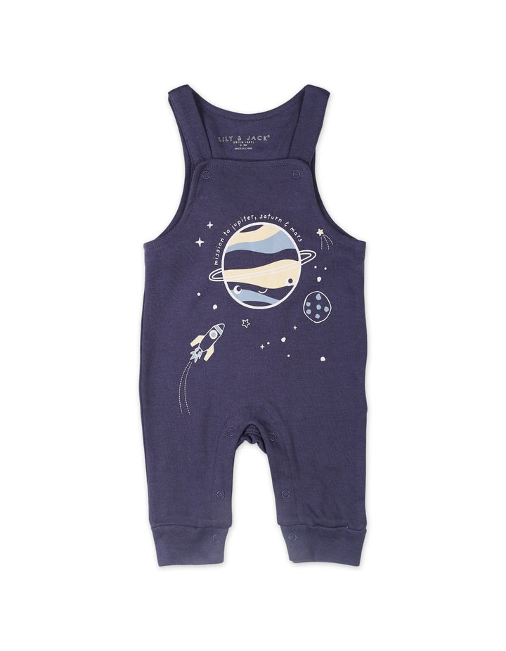 Baby Boys 2 Pieces Dungaree Winter Suit Sets Bambies Space Beige and Navy Blue at Zubaidas Official Pakistan