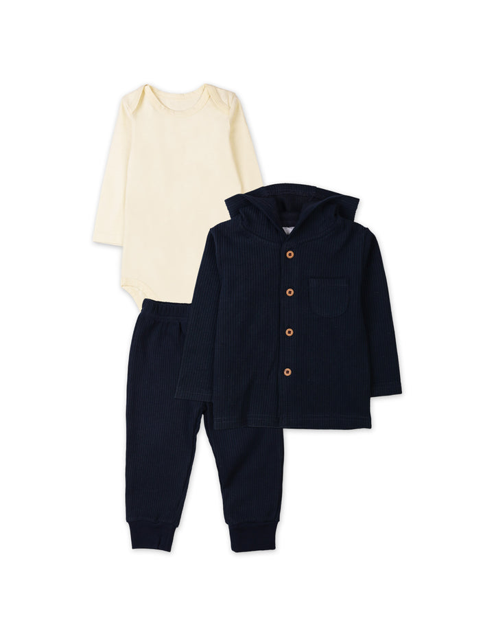 Baby Boys 3 Pieces Winter Outfit Sets Bambies Navy Blue and Cream at Zubaidas