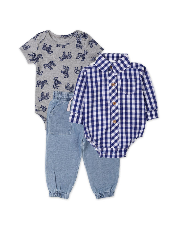 Baby Boys 3 Pieces Winter Suit Sets Bambies Blue and Grey at Zubaidas