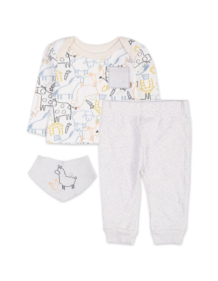 Baby Boys 3 Pieces Winter Suit Sets Bambies Farm Animals Light Grey at Zubaidas