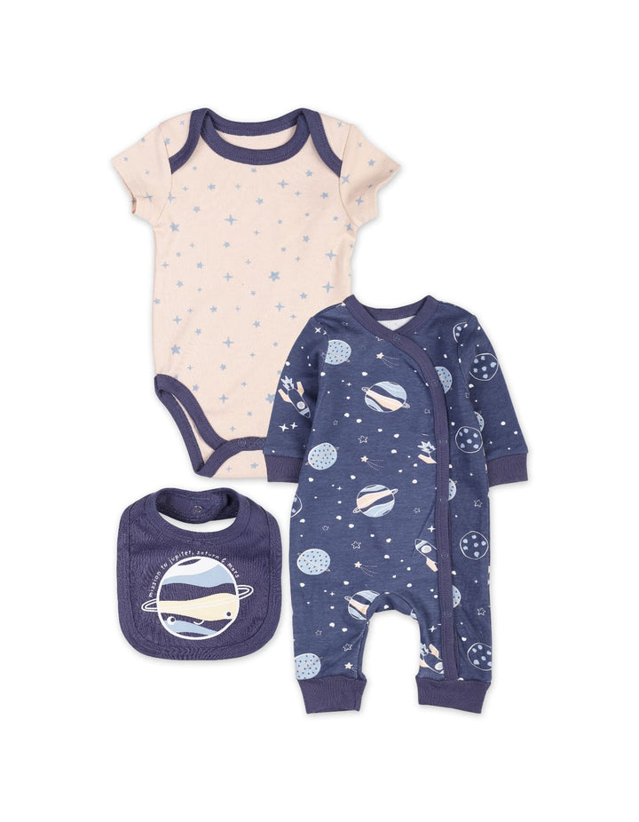 Baby Boys 3 Pieces Winter Suit Sets Bambies Space Navy and Peach at Zubaidas