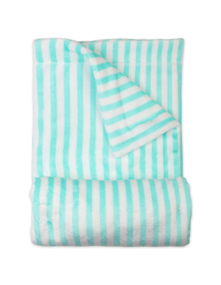 Baby Boys and Baby Girls Fleece Blankets Bambies Cyan Stripes at Zubaidas Pakistan