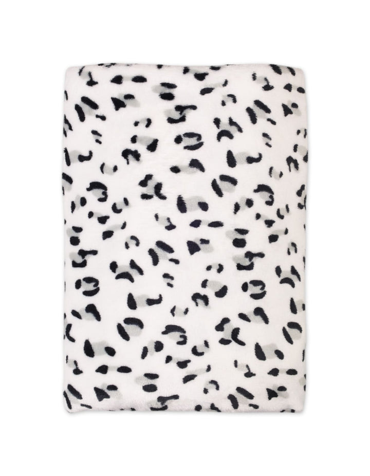 Baby Boys and Baby Girls Plush Blankets Bambies Leopard Print White at Zubaidas Official