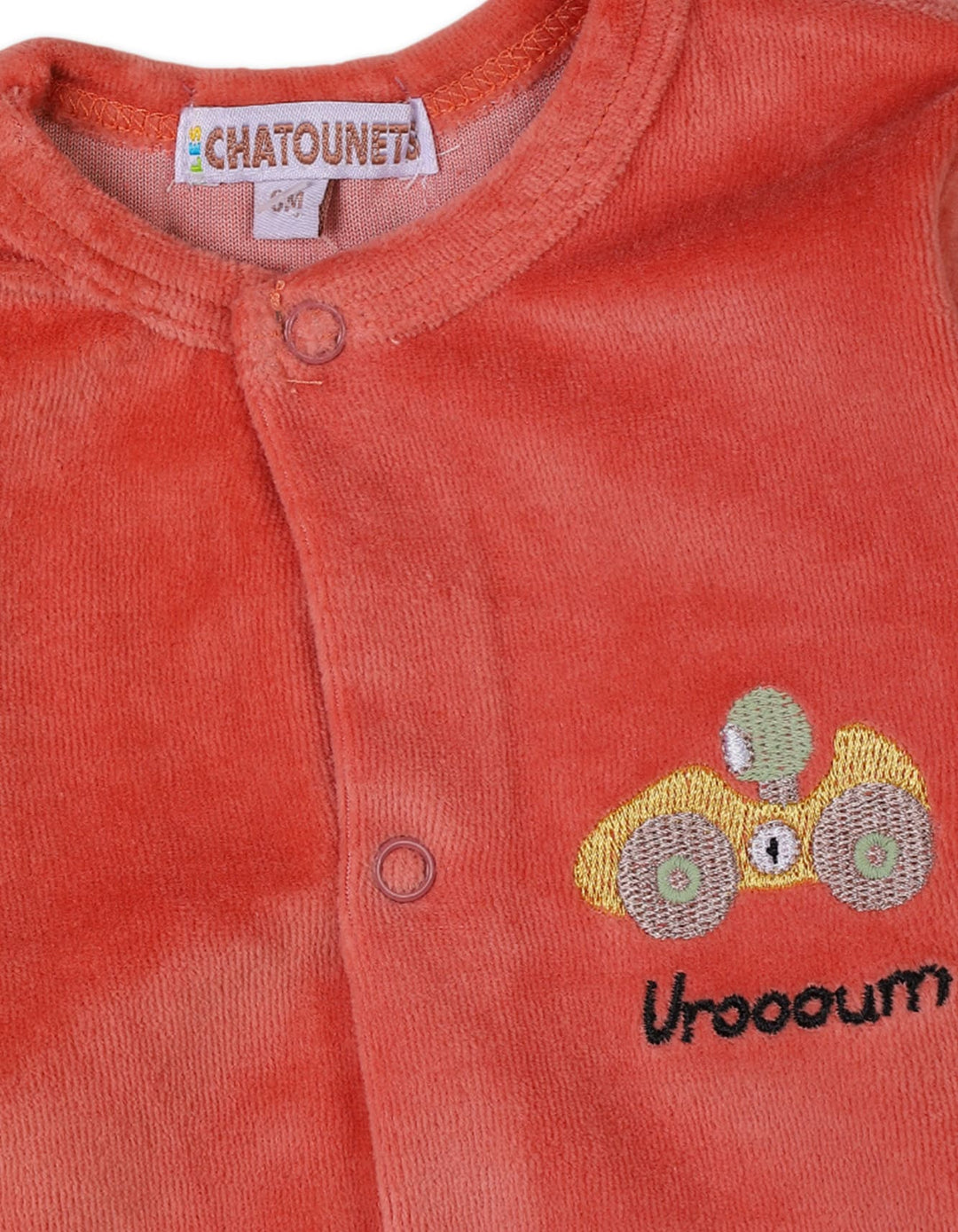 Baby Boys and Baby Girls Winter Rompers Bambies Vehicle Embroidered Footed Rust at Zubaidas Pakistan