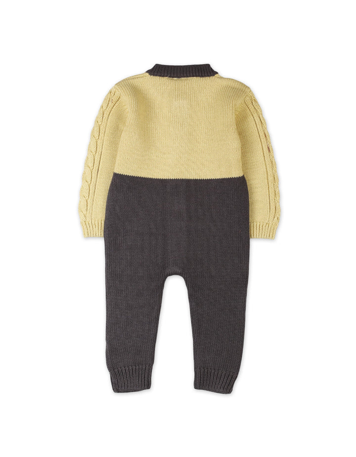 Baby Boys and Baby Girls Winter Rompers Knitted Bambies Two Tone Yellow and Grey at Zubaidas Official