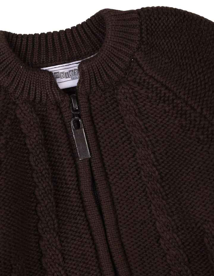 Baby Boys and Baby Girls Winter Rompers Knitted with Front Zip Bambies Brown at Zubaidas Pakistan