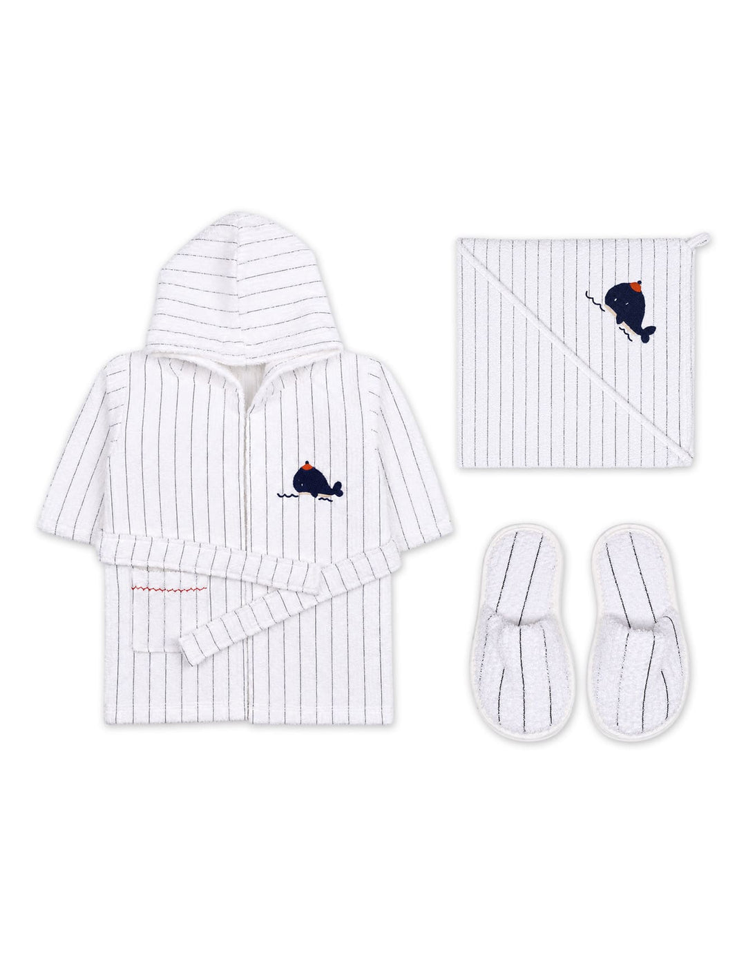 Baby Boys Bath Towel Gift Set 4 Pcs Whale White at Zubaidas