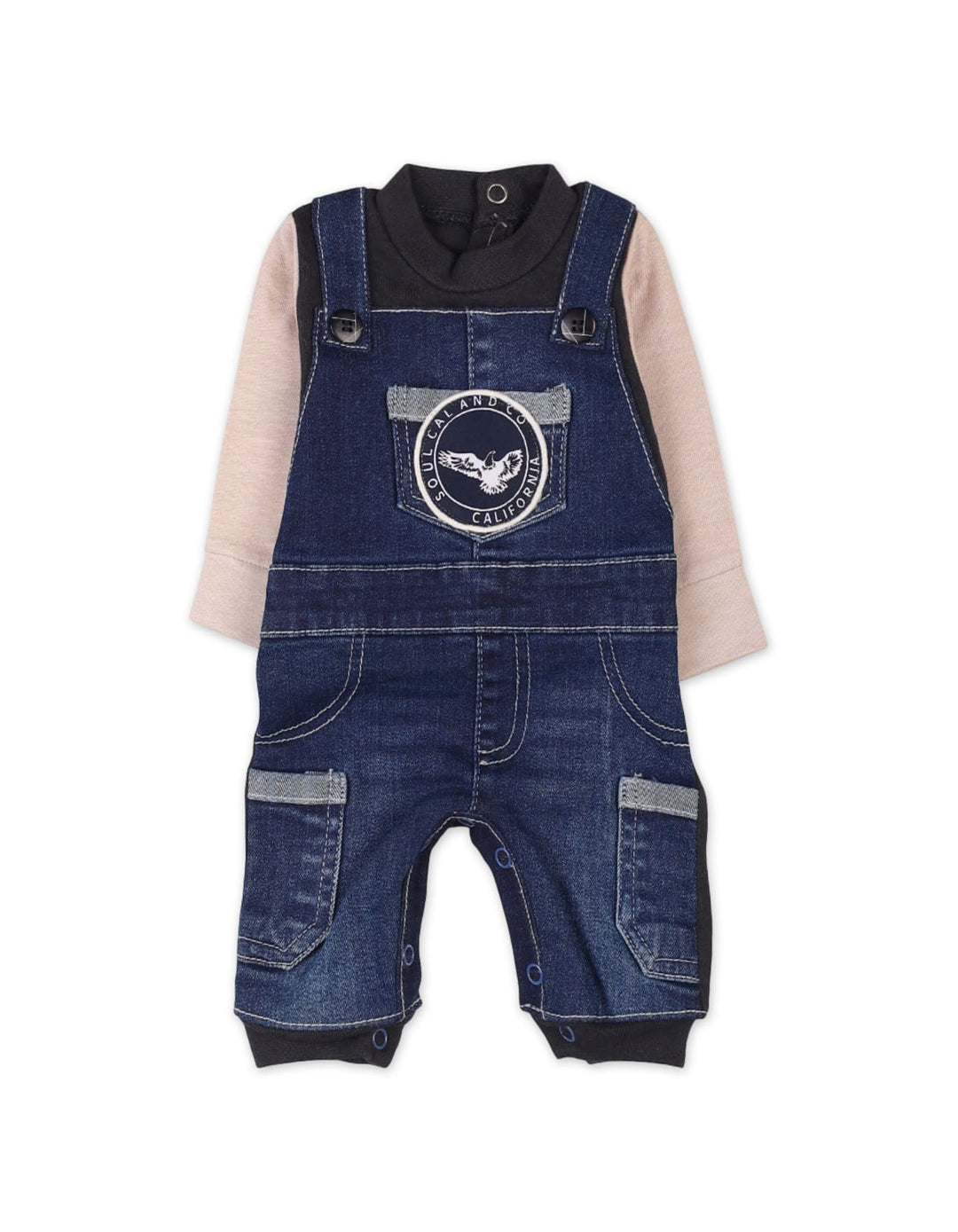 Baby Boys Denim Dungaree Rompers Bambies Dark Blue at Zubaidas