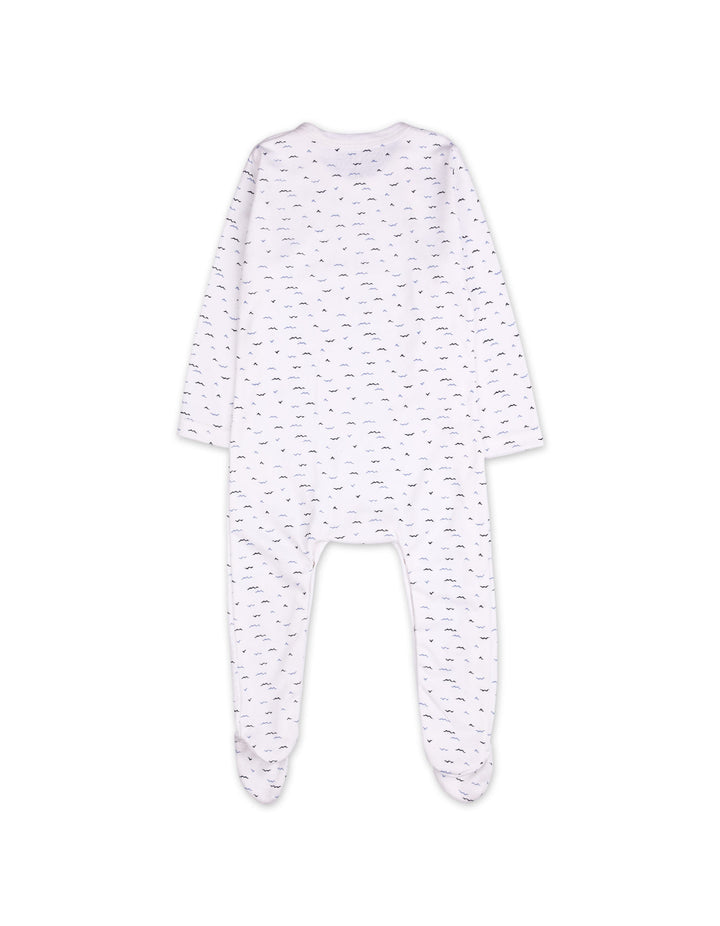Baby Boys Footed Sleepsuit Bambies Wave Print White at Zubaidas Online Pakistan