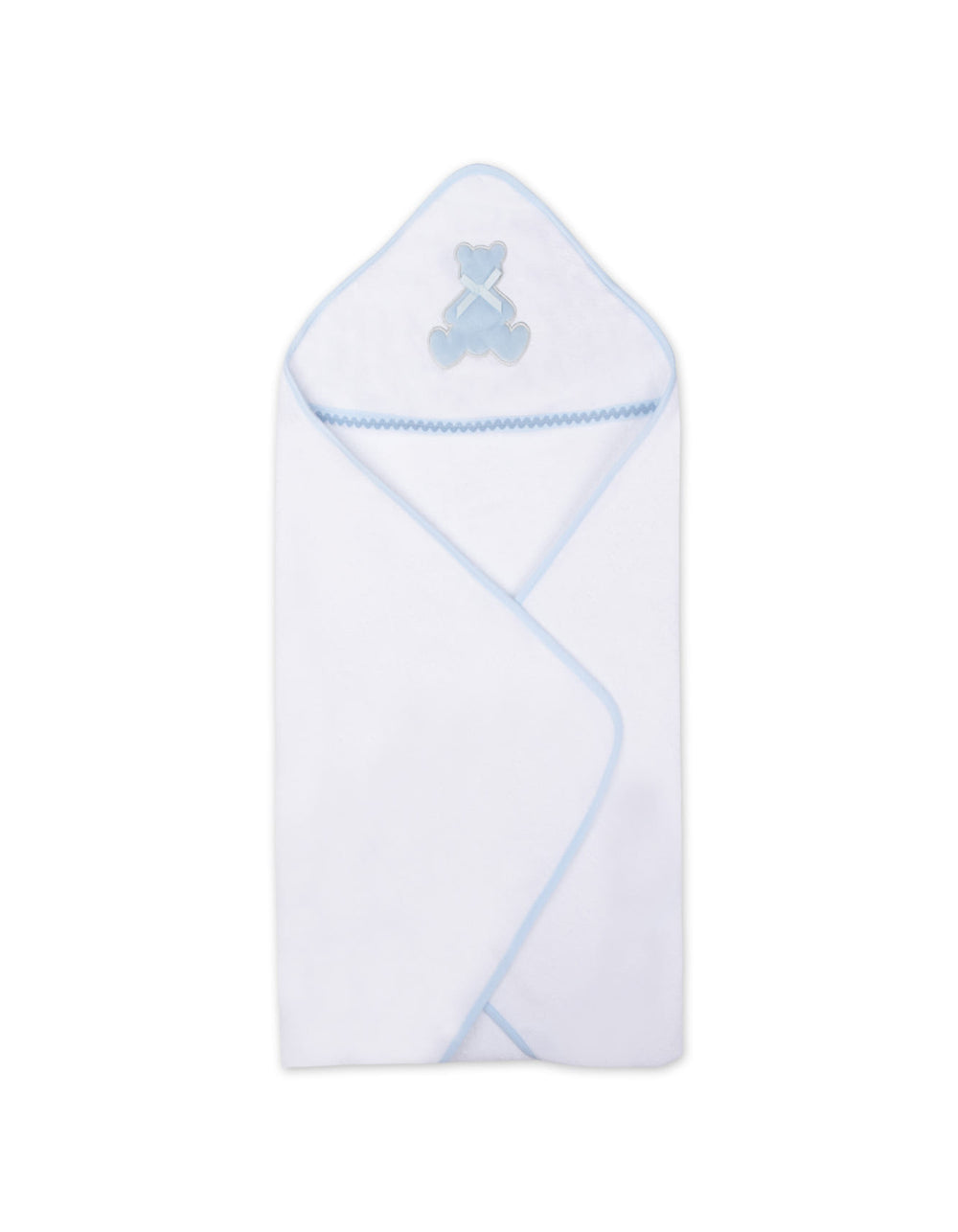 Baby Boys Hooded Bath Towel and Washcloth Bear Applique Light Blue and White at Zubaidas Official Pakistan