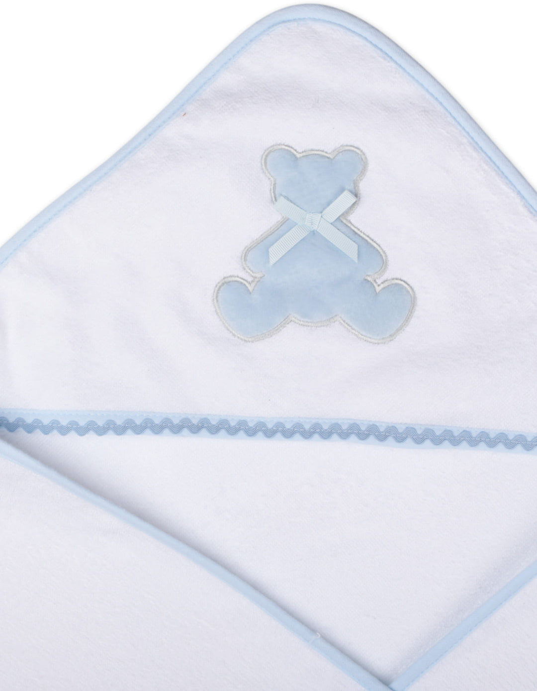 Baby Boys Hooded Bath Towel and Washcloth Bear Applique Light Blue and White at Zubaidas Online Pakistan
